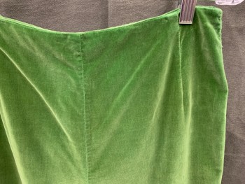 Womens, Pants, ALFRED PAGUETTE, Green, Cotton, Solid, W 28, Velvet, High-Waisted, Back Zip, Tapered