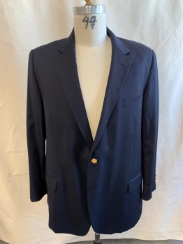 Mens, Sportcoat/Blazer, JOSEPH & FEISS, Black, Wool, Solid, 50R, Single Breasted, 2 Buttons, 3 Pockets, 3 Button Sleeves, Single Vent