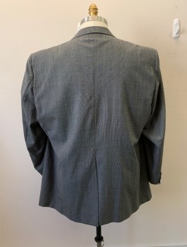 HALSTON, Gray, Multi-color, Wool, Plaid, Single Breasted, 2 Buttons, Notched Lapel, 3 Pockets, 1 Back Vent, Gray, Black, Red, and Light Blue Plaid