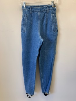Womens, Jeans, LIZWEAR, Lt Blue, Cotton, Solid, W24, STIRRUP PANTS, 2 Pockets, Side Zipper, Black Elastic At Hem,