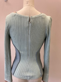 Womens, Sci-Fi/Fantasy Top, MTO, Sea Foam Green, Beige, Mint Green, Polyester, Textured Fabric, B32, L/S, Sweet Heart Neck Line,  Ribbed, with Mint Insets, CB Zip