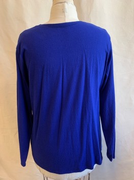 Womens, Top, HANES, Primary Blue, Cotton, Solid, 2 X, Crew Neck, Long Sleeves