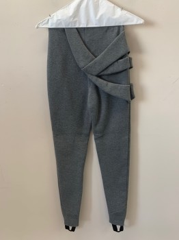 Womens, Sci-Fi/Fantasy Pants, MTO, Lt Gray, Synthetic, Elastane, Heathered, XS, 4 Strips Stitched On One Side, Stirrup Style