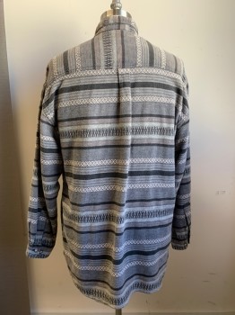 Supplies, Gray, Charcoal Gray, Lt Gray, Cotton, Stripes - Horizontal , Ls, Button Front, Collar Attached, Chest Pockets,