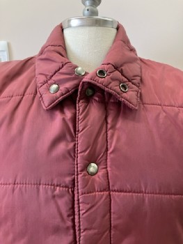 Mens, Vest, OUTERWEAR, Red Burgundy, Solid, Ch: 40, M, C.A., Snap B.F., 4 Pockets,  Puffer Vest