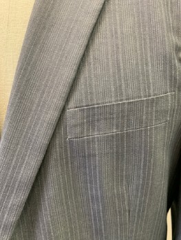 GIORGIO FIORELLI, Gray, Lt Gray, Wool, Stripes, 2 Buttons, Notched Lapel, 3 Pockets, Multiples