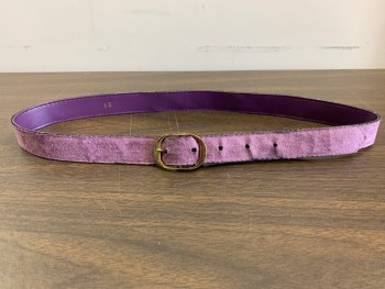 BOSTON MAID, Purple, Polyester, Solid, Waist Belt, Gold Buckle