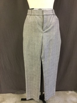 Womens, Suit, Jacket, BANANA REPUBLIC, Black, White, Cotton, 2 Color Weave, Grid , 6, Single Breasted, 1 Button, Peaked Lapel, 3 Pockets,