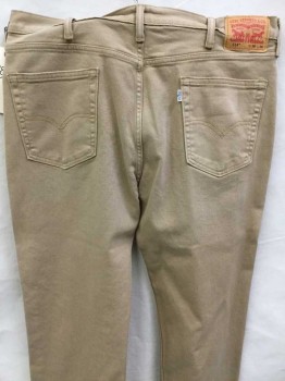 LEVI 513, Tan Brown, Cotton, Polyester, Solid, Jean Cut 5 + Pockets, Little Stretch