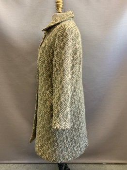 Womens, Coat, AABE, Olive Green, Champagne, Moss Green, Wool, Basket Weave, B 36, 2 Pockets, Thick Wool,  Olive Lining, Raglan Sleeves