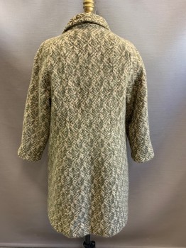 Womens, Coat, AABE, Olive Green, Champagne, Moss Green, Wool, Basket Weave, B 36, 2 Pockets, Thick Wool,  Olive Lining, Raglan Sleeves