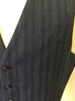 MTO, Navy Blue, Lt Gray, Wool, Stripes - Pin, 5 Buttons, Single Pleat,  Dotted Pinstripes, Plain, Back Matches Front,