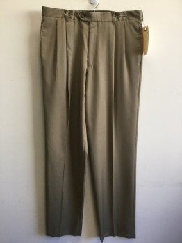 JOS A BANK, Taupe, Taupe, 2 Pleat Front & Zip Front, 4 Pockets