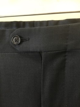 ERMENEGILDO ZEGNA, Black, Slate Blue, Wool, 2 Color Weave, Black and Dark Slate Blue Specked Weave (Overall Appears Charcoal), Flat Front, Button Tab Waist, Zip Fly, 5 Pockets Including 1 Watch Pocket, Straight Leg