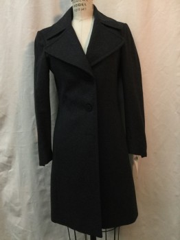 TAHARI, Dk Gray, Wool, Synthetic, Heathered, Heather Dark Gray, Button Front, Collar Attached, Notched Lapel, 2 Pockets,