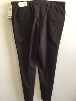 BAR III, Plum Purple, Polyester, Solid, Flat Front, 4 Pockets,