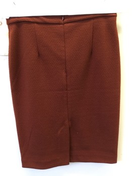 Womens, Skirt, Below Knee, ANN TAYLOR, Brown, Polyester, Rayon, Solid, 4, Quilted Diamond Weave, Back Zipper, Back Slit, Cinnemon Brown