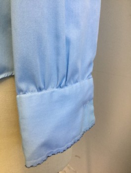 Mens, Formal Shirt, UGO VALLINI, Baby Blue, Poly/Cotton, Solid, Slv:35, N:16.5, Long Sleeve Button Front, Collar Attached, Pleated and Ruffled Front, French Cuffs