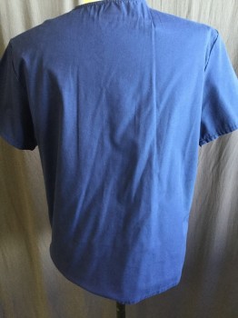 DICKIES, Navy Blue, Cotton, Polyester, Solid, V-neck, Short Sleeves, 1 Pocket