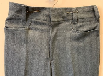 Mens, Pants, CAMPUS, Dove Gray, Wool, Solid, Stripes - Vertical , Ins:34, W:30, Flat Front, Boot Cut, Zip Fly, Belt Loops, Multiples, **Belt Loop Partially Undone in Front