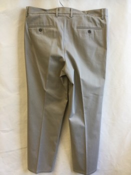 DOCKERS, Khaki Brown, Cotton, Solid, 1.5" Waistband with Belt Hoops, 2 Pleat Front, Zip Front, 4 Pockets