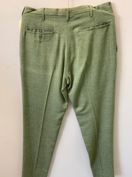 KOTZIN, Green, Wool, Polyester, Heathered, Heathered Green, Flat Front, 4 Pockets,