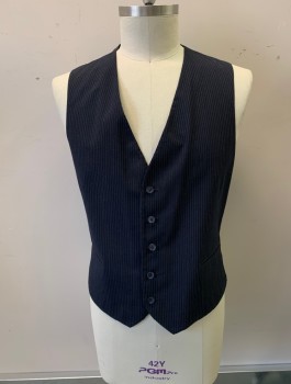 GIVENCHY, Black, Wool, Stripes - Pin, V-N, Button Front, 2 Pockets, Tie Back