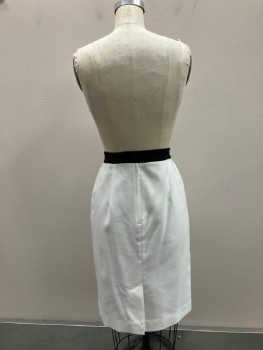 EXECUTIVE COLLECTION, Black, White, Polyester, Color Blocking, Straight, Dbl Pleats Front, Back Zip, Back Slit, Black Waistband, with Elastic Sides