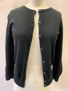 Womens, Cardigan Sweater, J CREW, Black, Cashmere, Solid, XS, Button Front, Round Neck,