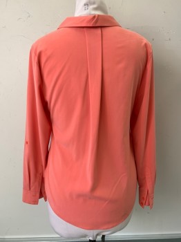 Chico, Coral Orange, Modal, Polyester, Solid, L/S, Button Front, C.A., Chest Pockets,
