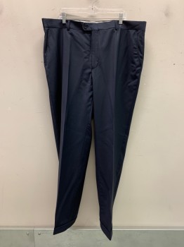 Mens, Suit, Pants, Morovati Uomo, Navy Blue, Wool, Solid, 42/34, Flat Front, Slant Pockets, Zip Front,