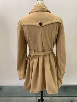 NL, Camel Brown, Tan Brown, Wool, C.A., Double Breasted, Flare At Waist, with Belt