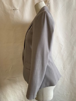 Womens, Suit, Jacket, THEORY, Taupe, Wool, Synthetic, Heathered, 0, Heather Taupe, Peaked Lapel, 1 Button, 3 Faux Pockets
