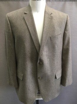 Mens, Sportcoat/Blazer, MICHAEL KORS, Tan Brown, Brown, Wool, Cashmere, Herringbone, 48R, Single Breasted, 2 Buttons,  Notched Lapel, 3 Pockets,