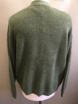 Womens, Sweater, UNIVERSAL THREADS, Dk Olive Grn, Cotton, Acrylic, Large, No Closures, High Texture