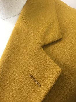 BOTANY 500, Mustard Yellow, Wool, Solid, Single Breasted, Notched Lapel, 2 Buttons, 3 Pockets, Beige Solid Lining, **Part of Set of Multiples