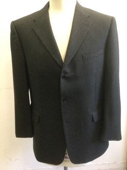 Mens, Blazer/Sport Co, KENNETH COLE, Black, Olive Green, Wool, Birds Eye Weave, Dots, 43R, Single Breasted, Notched Lapel, 3 Buttons, 3 Pockets, Taupe Lining,