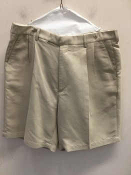 Mens, Shorts, TIGER WOODS, Tan Brown, Ecru, Rayon, Polyester, Stripes, 36, Double Pleated Front, Zip Fly, Tab Closure, 4 Pockets, Belt Loops