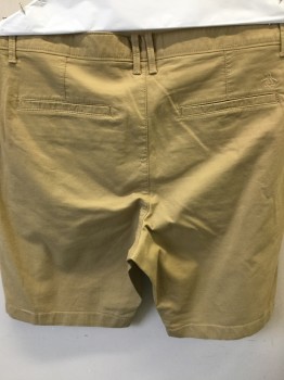 Mens, Shorts, PENGUIN, Tan Brown, Cotton, Solid, W 32, Flat Front, 5 Pockets,