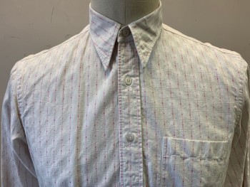 Mens, Shirt, CEGO, White, Pink, Cotton, Grid , 16/35, Made To Order, Long Sleeves, Button Front, Long Collar Points, 1 Pocket, Multiples,
