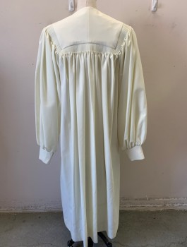 Unisex, Choir Robe, MURPHY ROBES, Bone White, Polyester, Solid, O/S, Long Sleeves, Zip Front, Sleeves are Cartridge Pleated at Shoulders Along Yoke, Floor Length, Vertically Pleated Front