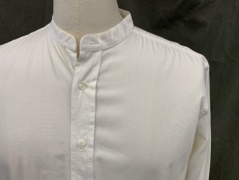 Mens, Dress Shirt, MTO, White, Cotton, Solid, 34, 16, Band Collar,  B.F., L/S,