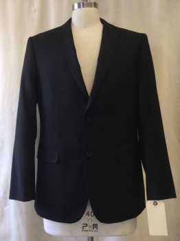 Mens, Sportcoat/Blazer, GIORGIO FIORELLI , Black, Polyester, Viscose, Solid, 42 R, Notched Lapel, Collar Attached, 2 Buttons,  3 Pockets,