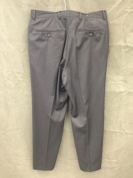 HUGO BOSS, Charcoal Gray, Wool, Solid, Pleated Front, Zip Fly, Button Tab Closure, 4 Pockets, Belt Loops
