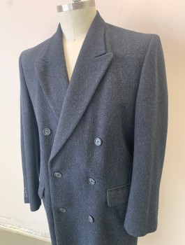 Mens, Coat, WARREN SCOTT, Charcoal Gray, Wool, Solid, 40L, Thick Wool, Double Breasted, Peaked Lapel, 2 Pockets with Flaps