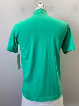 Mens, T-shirt, CLASSIC ELEMENTS, Green, Poly/Cotton, Solid, S, Mock Neck, Short Sleeves,