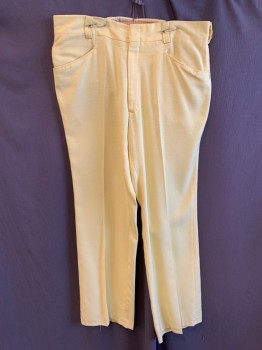 NL, Butter Yellow, Polyester, Solid, Zip Front, Hook N Eye Closure, 4 Pockets, Flat Front