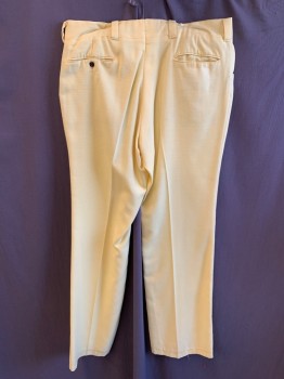 Mens, Pants, NL, Butter Yellow, Polyester, Solid, L30, W36, Zip Front, Hook N Eye Closure, 4 Pockets, Flat Front