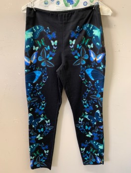 Womens, Pants, TED BAKER, Navy Blue, Multi-color, Cotton, Elastane, Solid, Animals, 0, Size Zipper, Slim, Large Butterfly Print