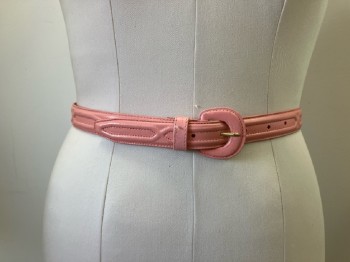 Womens, Belt, DAME, W:28, Bubblegum Leather, Leather Covered Buckle And Keeper, Raised Detail